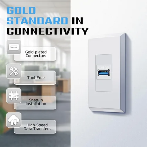 Miniatura 3 de TNP USB 3.0 Keystone Jack Insert - Conector USB Keystone hembra a hembra adaptador compatible con Superspeed USB 3.0 y puerto USB 2.0 para panel
