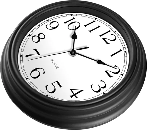 Miniatura 4 de Foxtop - Reloj de pared redondo clásico silencioso y sin tictac, retro, de cuarzo, decorativo, funciona con pilas, para sala de estar, cocina, Negro