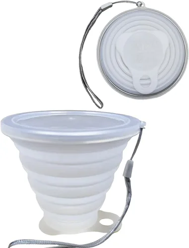 Miniatura 10 de Taza plegable de silicona, tazas plegables para campamento, taza plegable con tapas, taza de café plegable, taza reutilizable (azul)