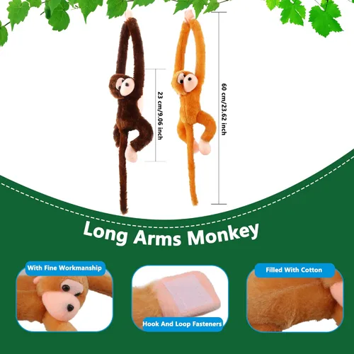 Miniatura 2 de Paquete de 6 peluches de mono colgante de 24 pulgadas para cumpleaños y fiesta de animales