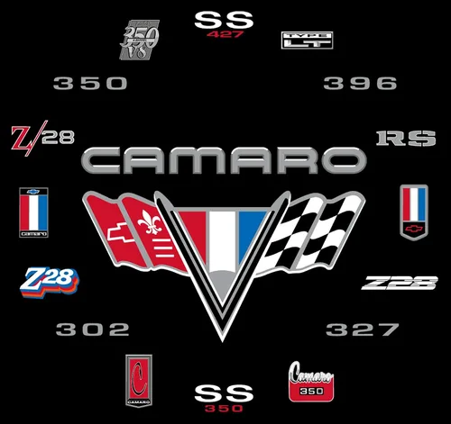 Miniatura 5 de Mens Chevy Camaro playera con la exclusiva Bandera Americana Pegatina