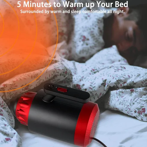 Miniatura 2 de Simple Deluxe Calentador de espacio portátil, calentador de cama y manta para interiores, calentamiento rápido de 3 segundos de 1200 W, soplador