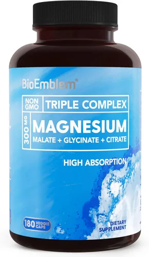 Miniatura 2 de BioEmblem Complejo Triple Magnesio 180 Cápsulas con Vitamina D3 K2 90 Cápsulas