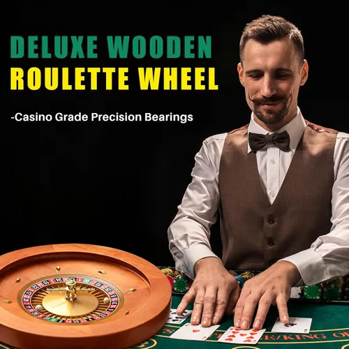 Miniatura 5 de Leyndo Rueda de Ruleta de Madera de 20 Pulgadas con 4 Bolas de Ruleta Rodamientos de Precisión de Grado Casino Rueda de Ruleta Mesa Giratoria