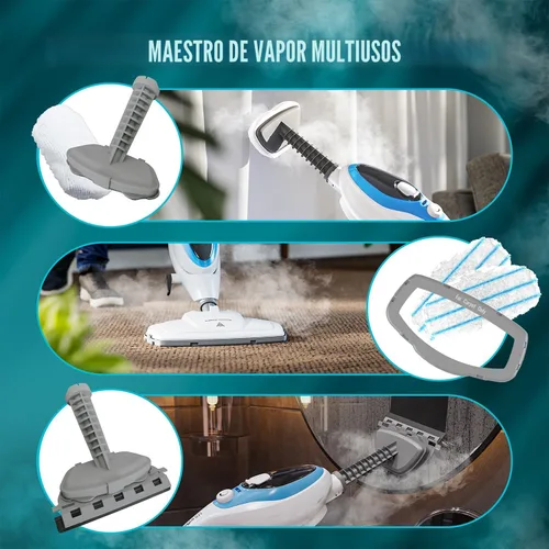 Miniatura 3 de PurSteam - Limpiador de fregona de vapor 10 en 1 con práctica unidad de mano desmontable, laminado/madera/azulejos/cocina de alfombras, ropa, ropa