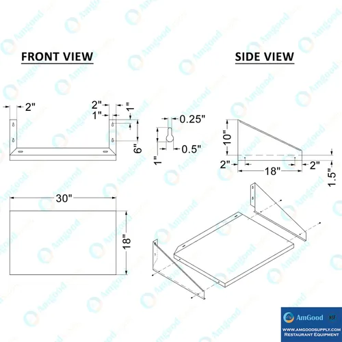 Miniatura 5 de AmGood Estante de pared de acero inoxidable con protectores laterales (30 pulgadas de largo x 18 pulgadas de profundidad)