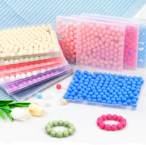 Miniatura 6 de 120 cuentas de silicona de FIVEIZERO para hacer llaveros, cuentas focales redondas de goma de silicona turquesa de 0.59 pulgadas a granel