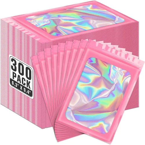 Miniatura 17 de ANZNKU 300 bolsas holográficas de Mylar resellables, bolsas resellables de 4x6 pulgadas para pequeñas empresas, bolsa de kit para resaca a prueba