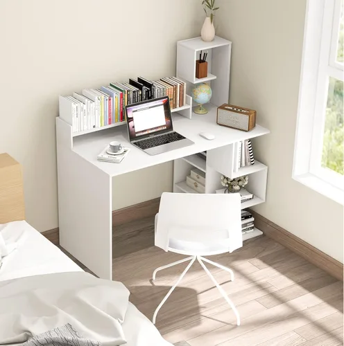 Miniatura 2 de Tangkula Escritorio para computadora con estantería de almacenamiento y gabinete, escritorio moderno de oficina en casa de 48 pulgadas con 8 Negro