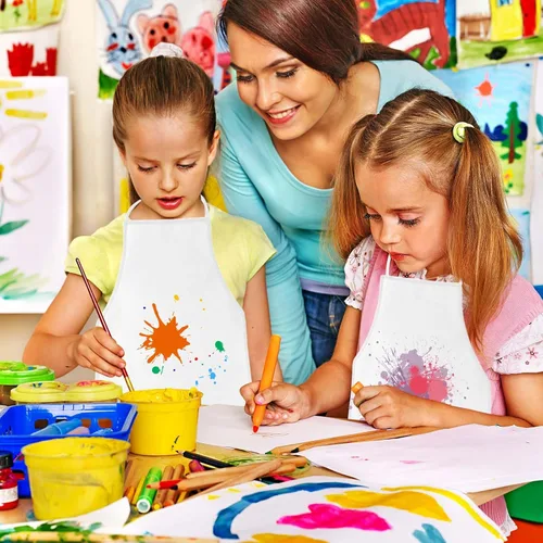 Miniatura 4 de KUUQA 16/24/30/36/40Pcs Delantal para pintar para niños, delantal de pintura para niños, delantal de arte para niños para suministros de pintura