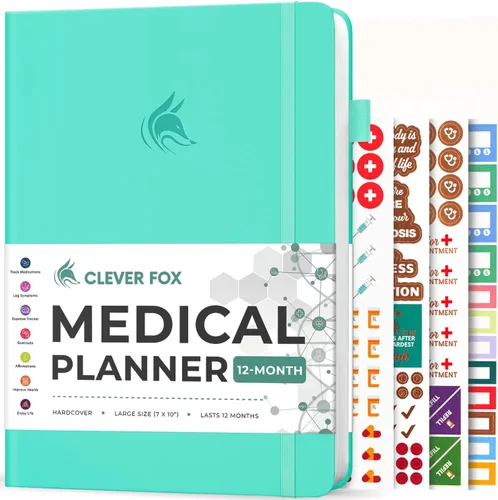 Miniatura 10 de Clever Fox Agenda médica grande de 12 meses – Cuaderno médico, diario de salud, diario de bienestar para rastrear la salud – 12 meses, 7 x 10.5