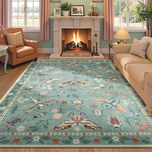 Miniatura 34 de Beeiva Alfombra Lavable para Pasillo 2x6 pies - Beige Vintage Resistente a Manchas Alfombra Floral para Cocina, Alfombras Bohemias