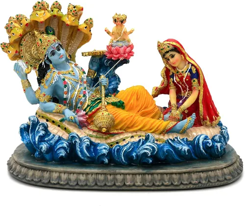 alikiki Estatua hindú de Dios Señor Vishnu – 8.3 pulgadas de largo Mahavishnu figura divina deidad hindú para adoración espiritual, hogar, oficina,