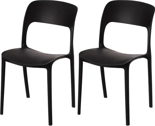 Miniatura 15 de Fabulaxe Silla de comedor moderna de plástico para exteriores con respaldo curvado abierto, juego de 2 unidades Juego de 2 rojo