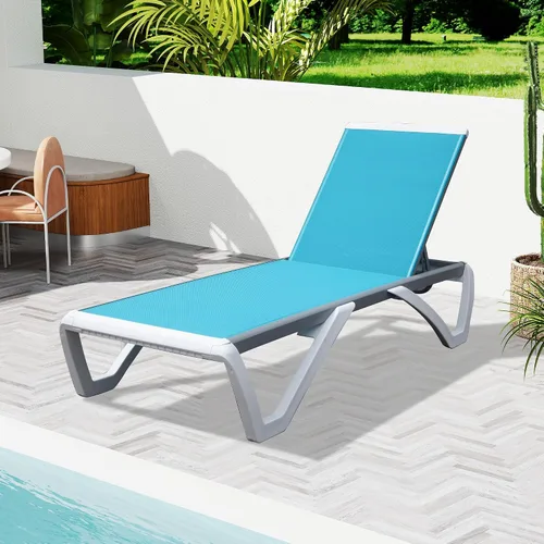 Miniatura 11 de Domi - Tumbona para exteriores, sillón ajustable de aluminio para patio, silla de piscina de plástico para terraza, césped, patio trasero