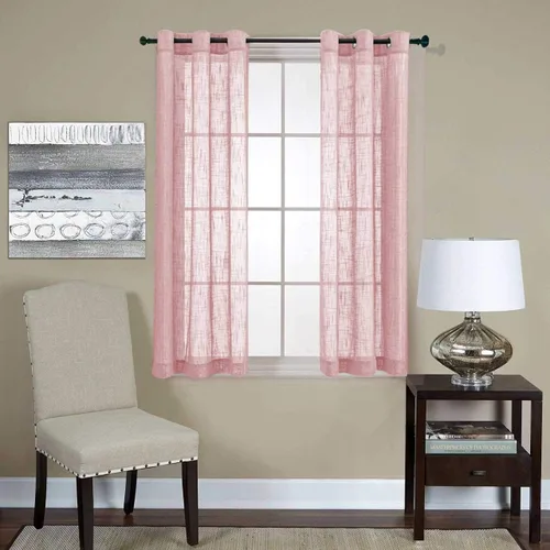 Miniatura 21 de Cortinas para sala de estar de 2 paneles (2 x 37 pulgadas de ancho), cortinas con textura de lino, con ojales, de la marca Miuco