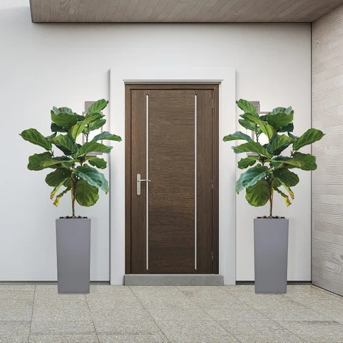 Miniatura 7 de Maceta metálica galvanizada moderna para interiores y exteriores con drenaje (12 x 12 x 28 pulgadas, gris)