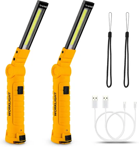 Lmaytech Regalos de herramientas para hombres, luces LED recargables de trabajo, paquete de 2, base magnética, regalos de Navidad para él, papá,