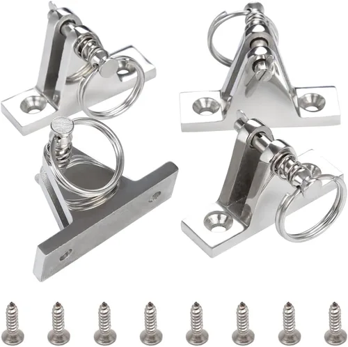 Paquete de 4 bisagras de cubierta superior Bimini con pasador y anillo, acero inoxidable 316, tornillos de instalación gratuitos
