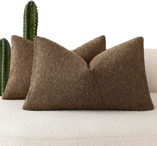 Miniatura 69 de Foindtower - Juego de 2 fundas decorativas de textura de bucle, fundas de almohada acentuadas, fundas de cojín sólidas, neutrales, para sofá, silla