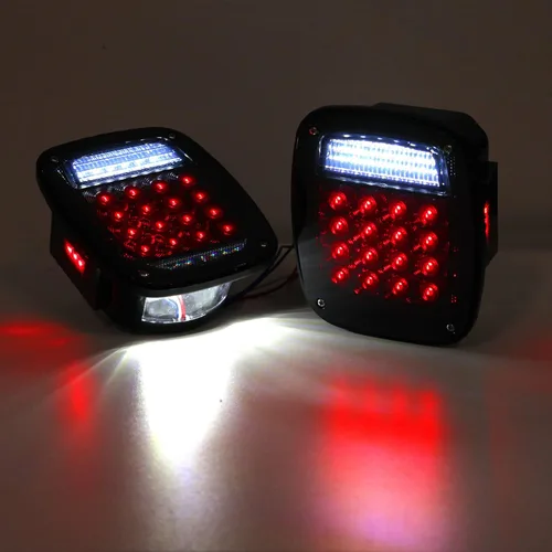 Miniatura 2 de 2 Piezas Luces Traseras Cuadradas Ahumadas Combinación Luces Traseras Rojas de Parada Señal de Giro Freno Montaje de Lámparas con Luces Marcadoras