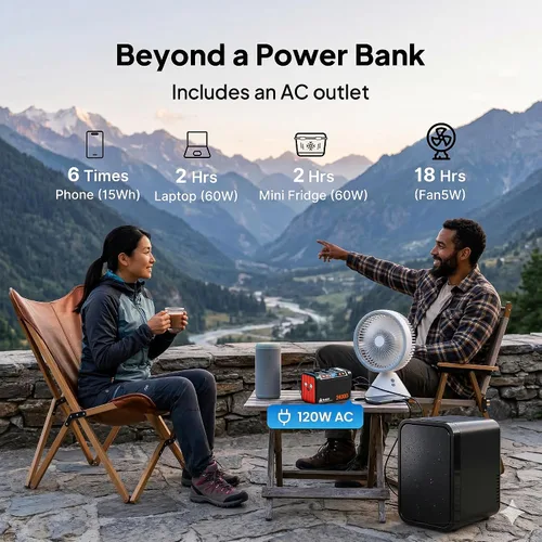 Miniatura 3 de Takki - Generador solar de 120 Wp, estación de energía portátil con paneles solares de 21 W, cargador solar de 88 Wh, puertos USB de CA y CC