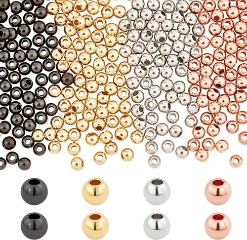 Miniatura 8 de NBEADS 100 cuentas espaciadoras de metal redondas lisas de acero inoxidable 304 de 0.315 pulgadas, cuentas sueltas para hacer joyas de bricolaje 100