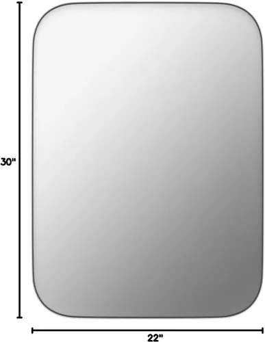 Miniatura 7 de Espejo de pared rectangular redondeado de níquel cepillado de 22 x 30 pulgadas, espejo de pared rectangular con marco de metal de acero inoxidable