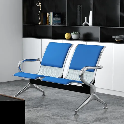 Miniatura 30 de Kinfant Silla de sala de espera de 2 asientos, sillas de recepción de invitados de oficina con respaldo ergonómico, banco de espera de aeropuerto