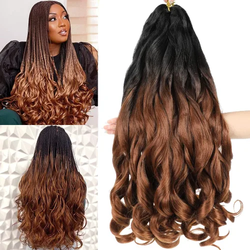 Miniatura 29 de WIPPORYA Cabello Rizado Francés para Trenzar de 24 Pulgadas, 6 Paquetes de Cabello Ondulado Suelto Elástico para Crochet Pre-Estirado 3.53