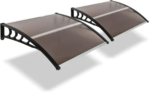 Miniatura 20 de 2 toldos para puerta de ventana de 40 x 40 pulgadas, toldo para exteriores, cubierta de policarbonato para puertas de entrada, toldo de entrada