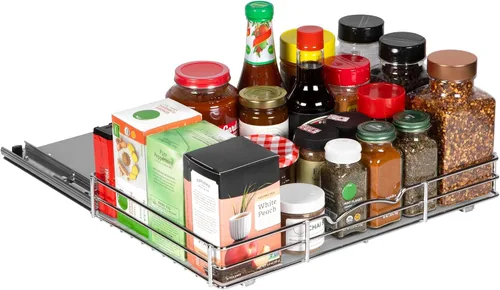 Miniatura 9 de Organizador de especias para gabinete, estante de especias extraíble para armarios de cocina superior, para especias, salsas, alimentos enlatados