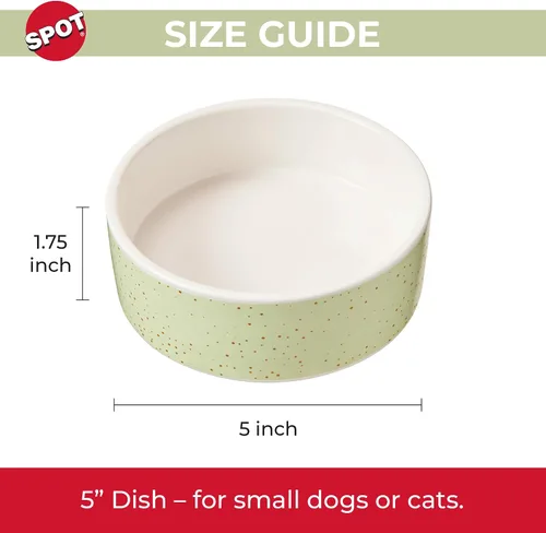 Miniatura 4 de SPOT Cuenco redondo de cerámica moteado para alimentos y agua para mascotas, apto para lavavajillas, ideal para perros pequeños, gatos, reptiles
