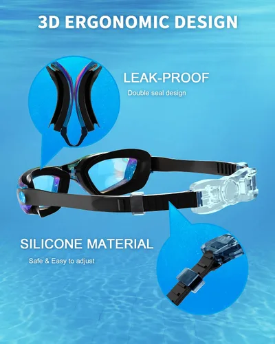 Miniatura 3 de gafas de natación para niños con pinza para la nariz, tapones para los oídos, puente de nariz para niños de 3 a 15 años Negro