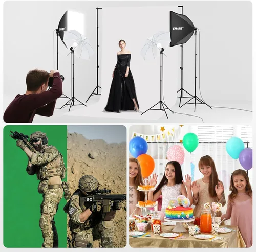 Miniatura 6 de EMART Sistema de Soporte de Telón de Fondo de 8.5 x 10 pies, Kit de Iluminación Profesional para Fotografía con Telón de Fondo de 10*12 pies*3, 3