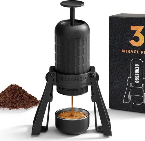 STARESSO PLUS SP300 - Máquina de café espresso manual portátil, compatible con café molido y filtro presurizado, para uso en casa, viajes, camping y