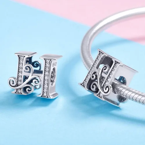 Miniatura 86 de BETTY&SARAH dije de plata esterlina 925 con forma de letra, para pulseras Pandora, letra del alfabeto, joya, regalo para mujer