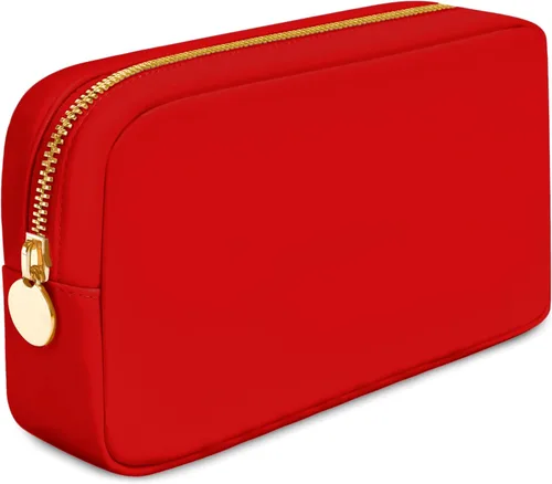DANCOUR Bolsas de maquillaje de nailon para mujer, bolsa grande de aseo de viaje, bolsa de cosméticos, organizador de maquillaje Rojo