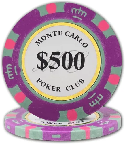 DA VINCI Fichas de póquer Monte Carlo Poker Club de 0.49 oz de arcilla de primera calidad, paquete de 50 fichas Negro 100 Dólar