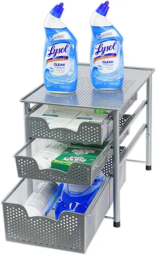 Miniatura 5 de Simple Houseware - cajón organizador apilable de 3 niveles, color plateado Plata
