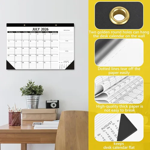 Miniatura 4 de Calendario de escritorio 2025-2026 -18 meses-julio 2025 a diciembre 2026, calendario de escritorio 2025, 12 x 17 pulgadas, calendario 2025-2026