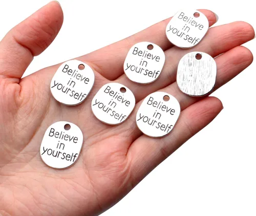 Miniatura 7 de Aylifu Dijes inspiradores con palabras, 30 piezas de colgantes de letras grabadas con mensaje grabado, cuentas de suministros de manualidades