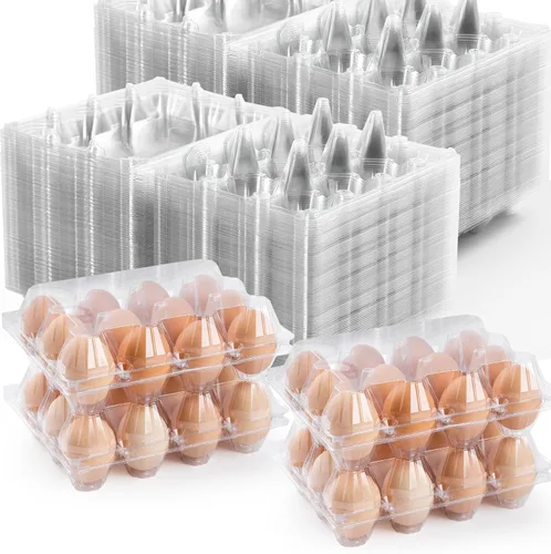 Miniatura 9 de 48 paquetes de cartones para huevos económicos a granel de 12 unidades, 1 docena de cartones para huevos transparentes y vacíos para huevos