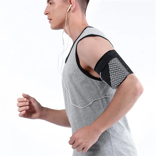Miniatura 2 de Brazalete deportivo para teléfono, protector negro, adecuado para varios deportes, material ultraligero, diseño reflectante para visibilidad