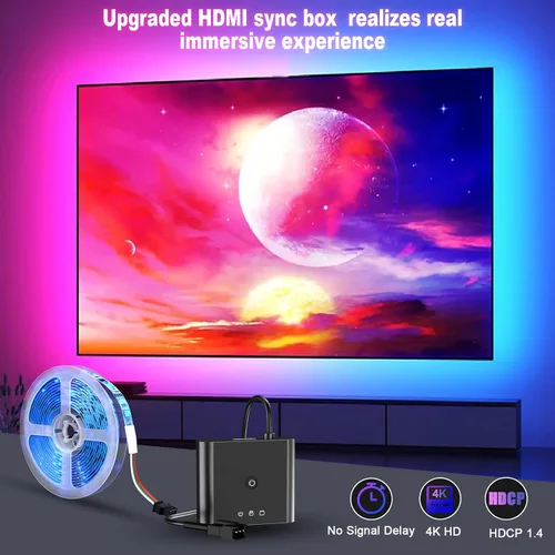 Miniatura 5 de Kit de retroiluminación LED para TV inteligente con caja de sincronización HDMI 4K30Hz, luces LED de TV de 16.4 pies para 55-75 pulgadas, tira