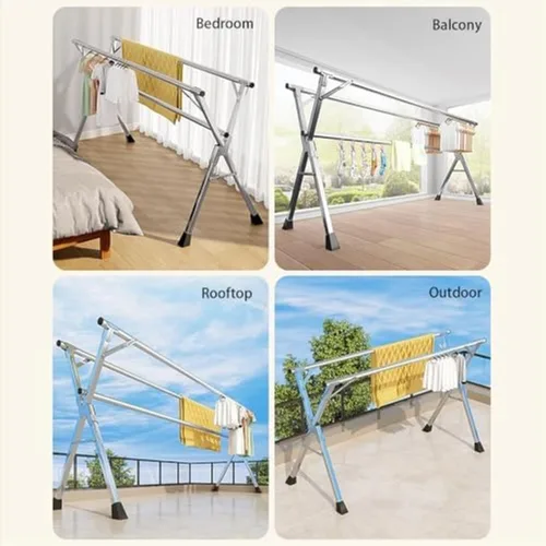 Miniatura 5 de Estante de secado ajustable para ropa interior y exterior, soporte plegable de acero inoxidable, colgador de ropa resistente