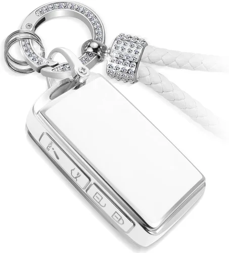 Miniatura 27 de Funda para llavero Jeep con llavero trenzado de diamante de lujo, funda suave mejorada para Wrangler Rubicon Gladiator JL JLU JT Sahara JLU Flip