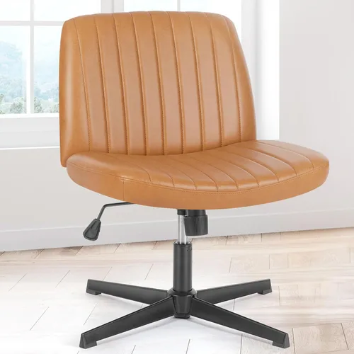 Miniatura 14 de OLIXIS Silla Criss Cross con Ruedas Silla de Escritorio de Oficina y Tocador con Patas Cruzadas Anchas Silla de Tela Cómoda Sin Brazos Ajustable
