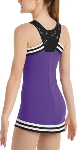 Miniatura 2 de Balera Vestido de mujer estilo espalda cruzada para baile ribete a rayas con leotardo adjunto