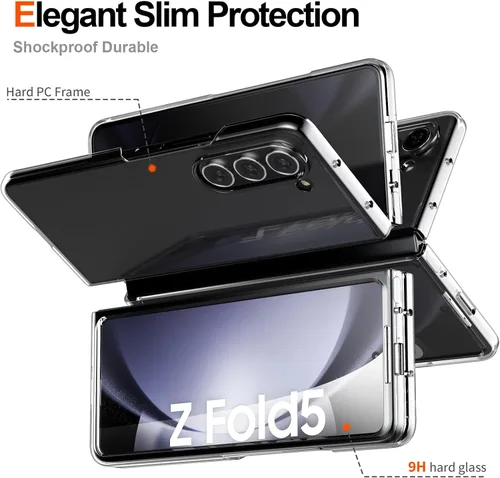 Miniatura 8 de Foluu Funda transparente para Samsung Galaxy Z Fold 5 con protector de pantalla frontal integrado, resistente a los arañazos, carcasa protectora